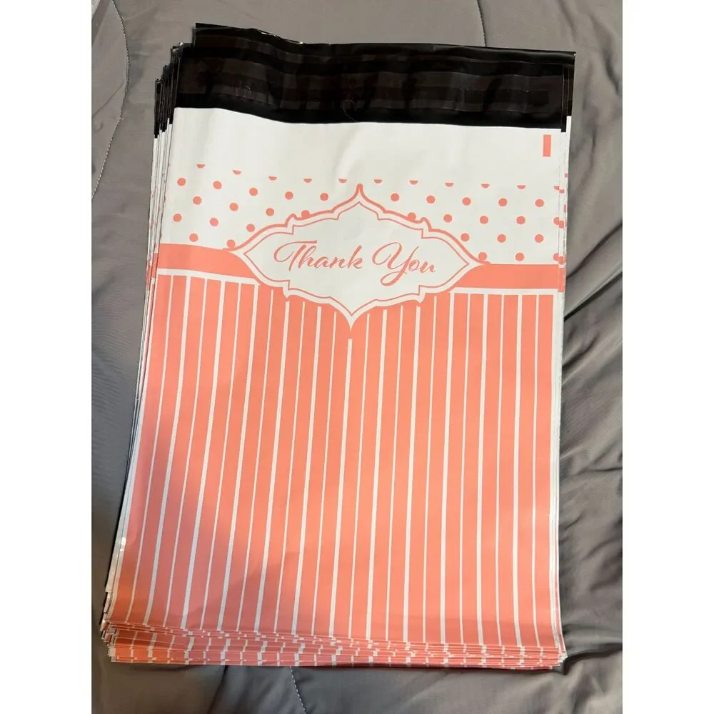 Poly mailers Pink 30 PC 10x13 Thank You Stripes Polymailer Chevron Shipping Bags